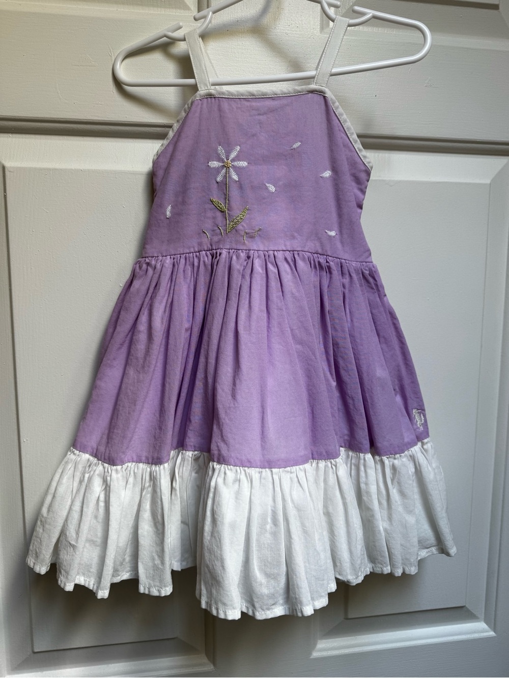 WD Wolf 2T Lavender Daisy Sun Dress White Ruffle Trim Embroidered Girls Purple